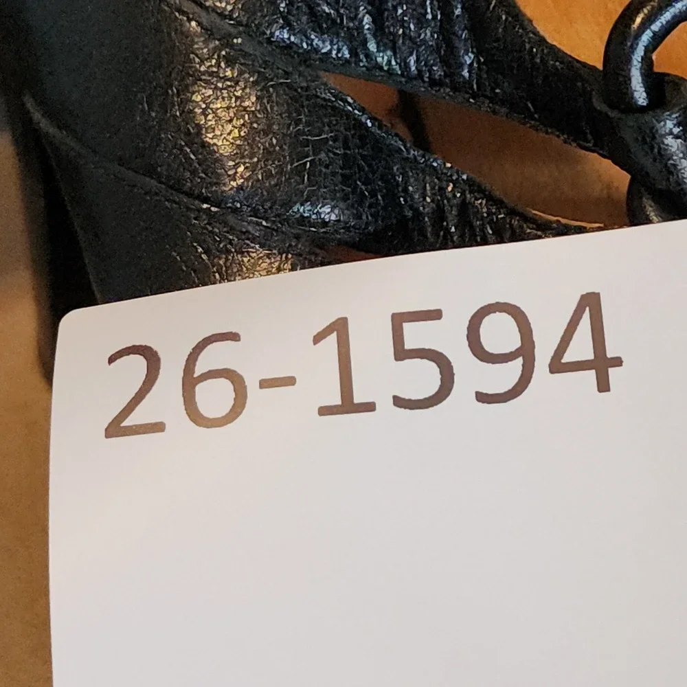 Indigo Clarks Heels 8M Wom Pumps Black Leather Strappy Peep Toe Retro Whimsigoth
